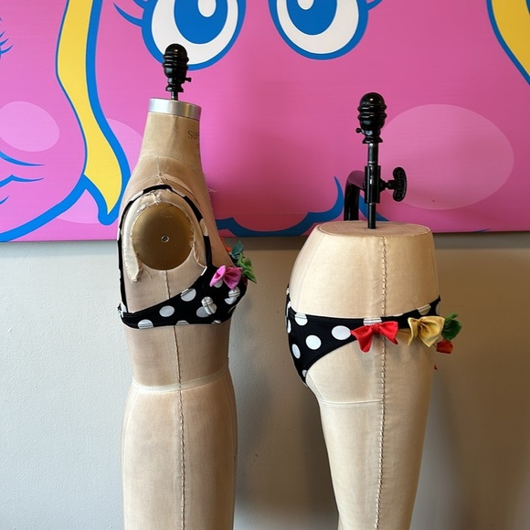 Moschino MARE Polka Dot Bow Bikini Swimsuit Vintage - Picture 4 of 11